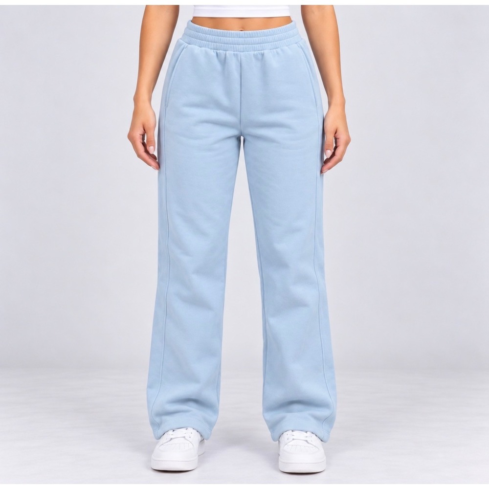 Forever 21 Sweatpants Medium Blue Good Wide Leg Fleece Lined Joggers